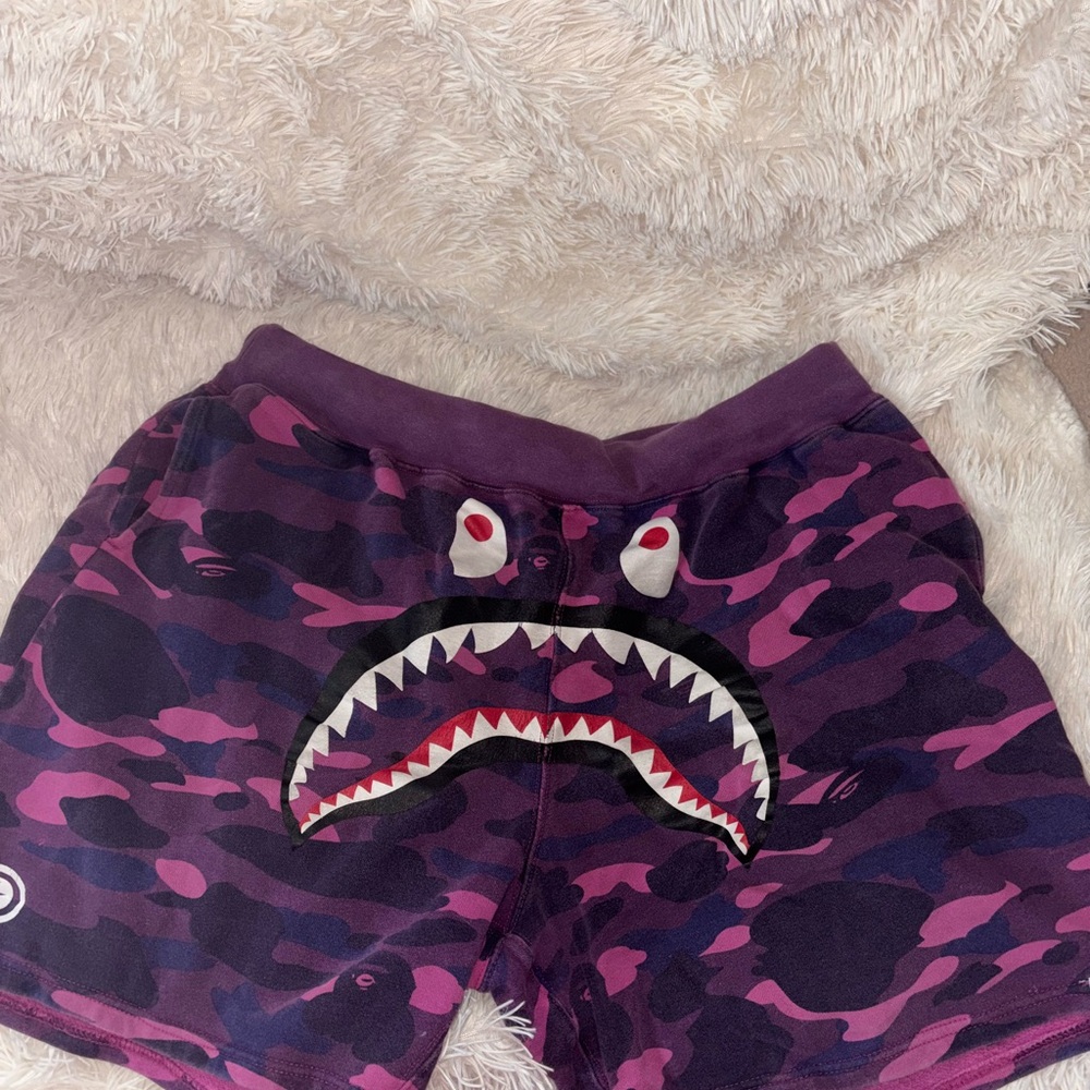 Bape Purple Camo Shark Men Shorts